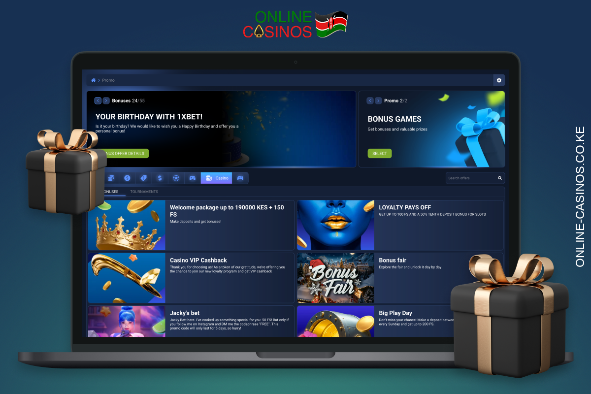 Most popular online casinos offer generous bonuses and exciting promotions to their users from Kenya